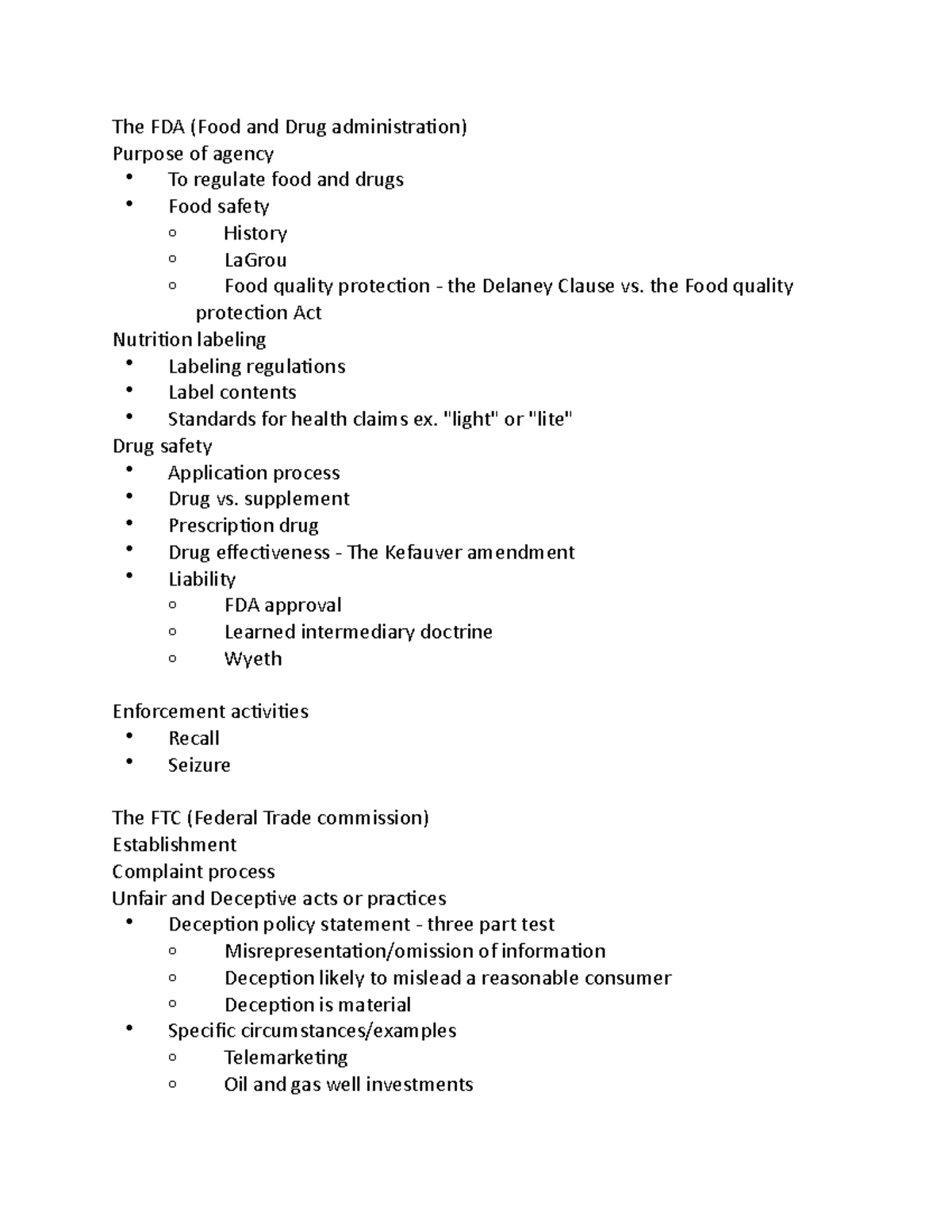 Chapter 19 Notes - The FDA (Food and Drug administration) Purpose of ...