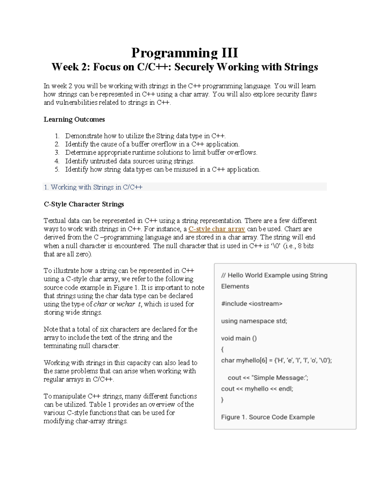 Programming III-Week2 Notes - Programming III Week 2: Focus On C/C++ ...