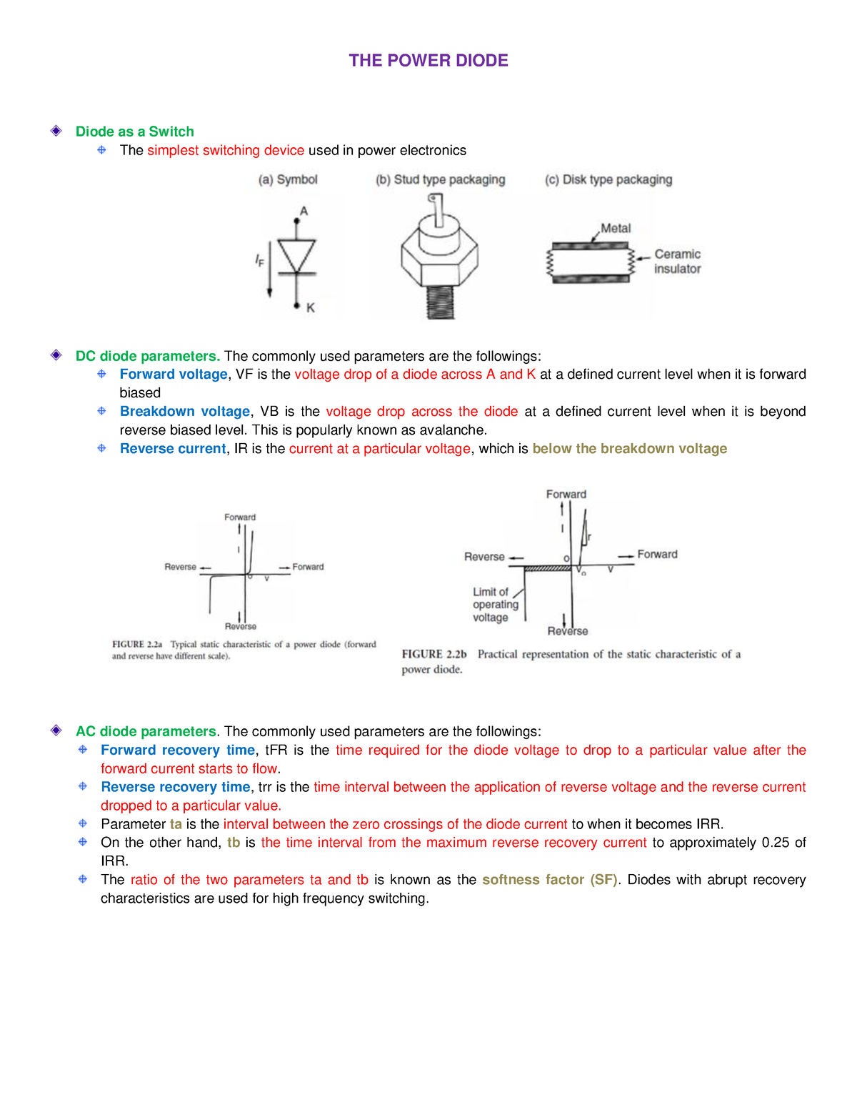 M2 THE Power Diode - sks - THE POWER DIODE Diode as a Switch The ...