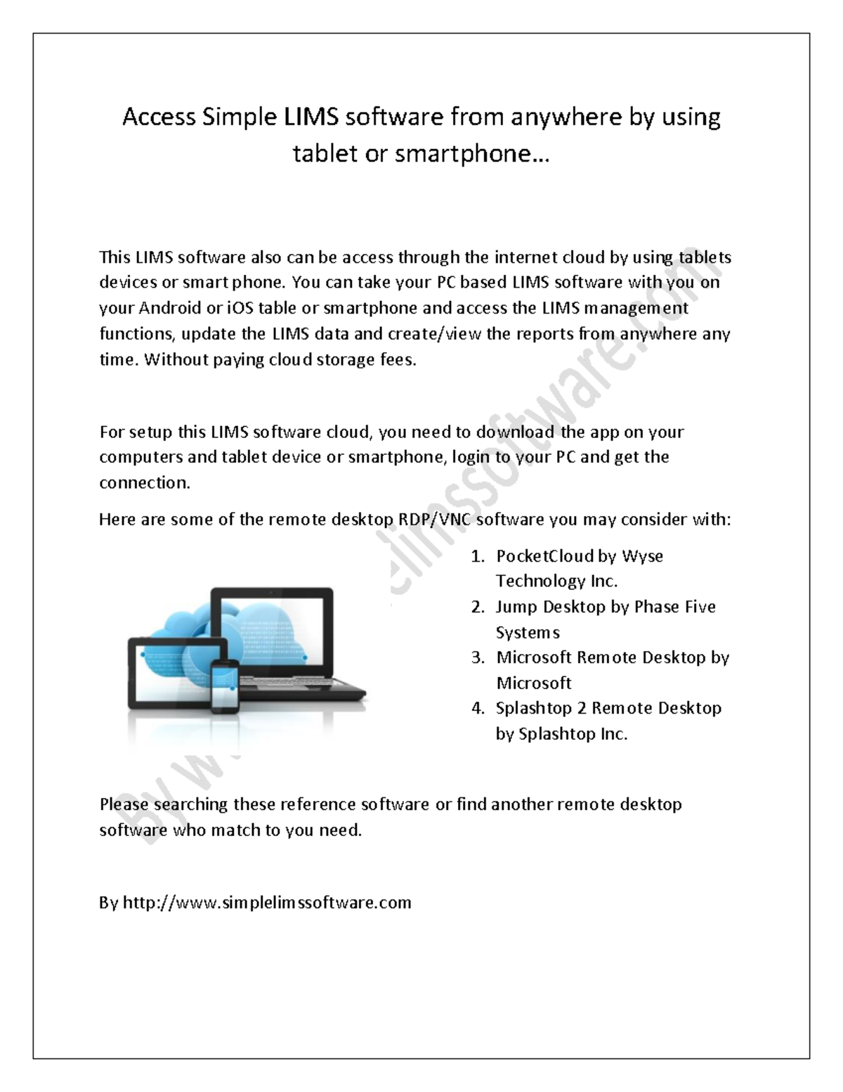 Access Simple LIMS software from anywhere by using tablet or smartphone ...