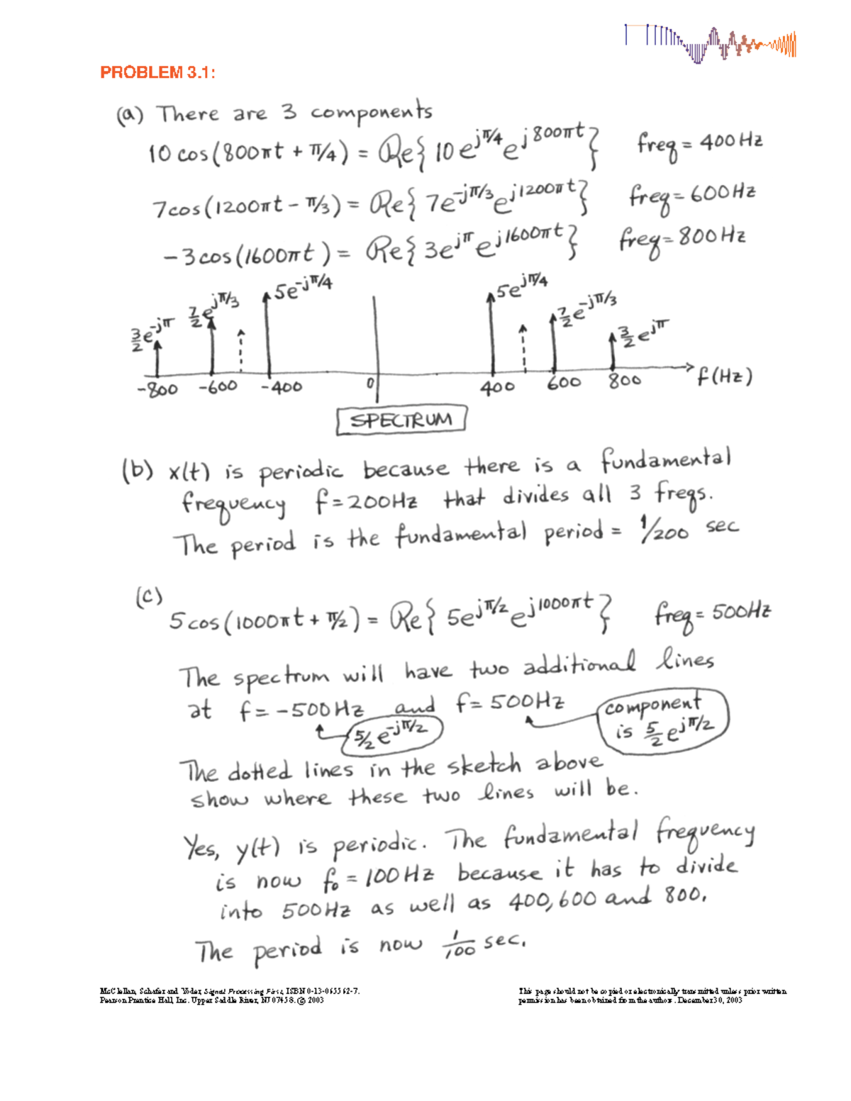Chap03sp1solutions - 디지털 신호처리 3장 - McClellan, Schafer and Yoder, Signal ...