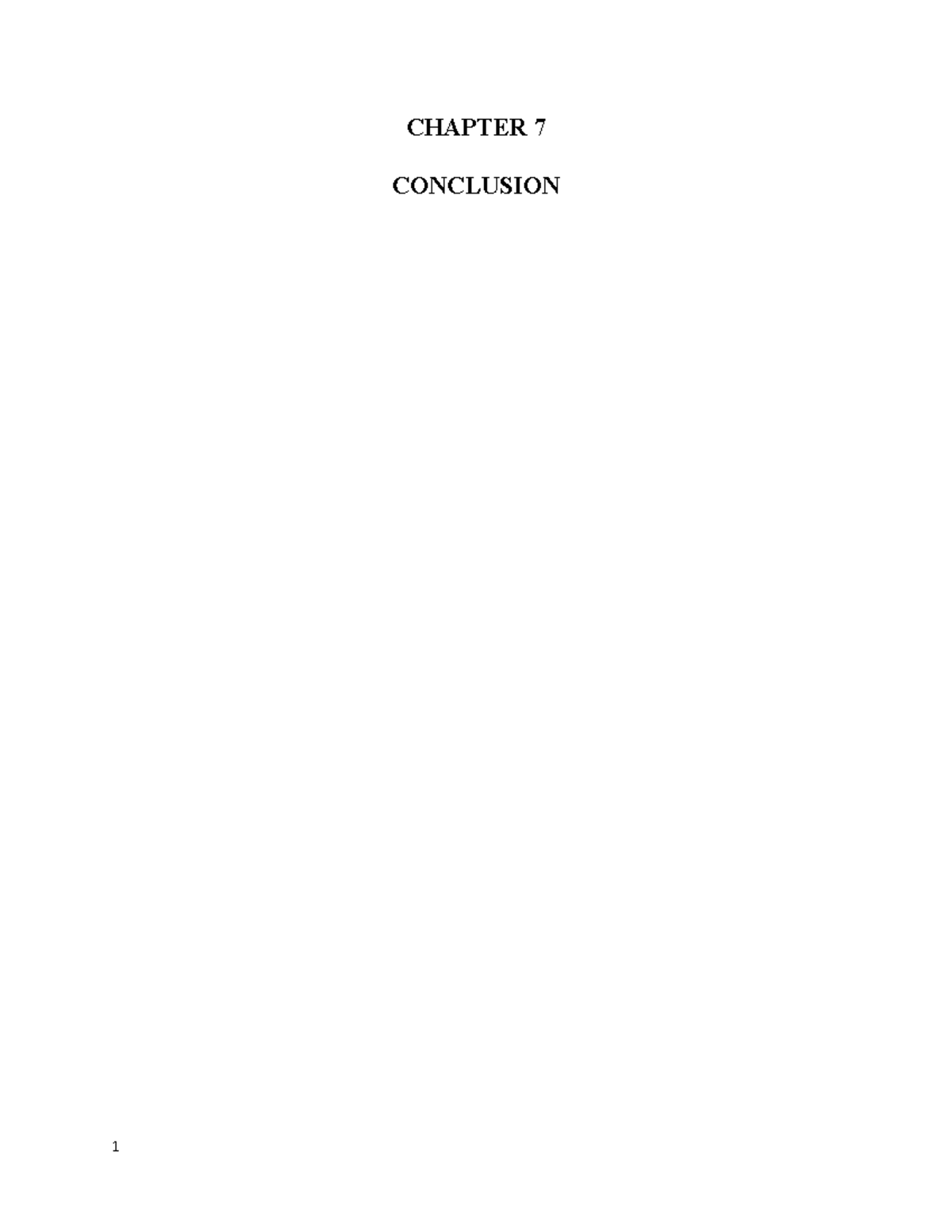 Chapter 7 conclusion - Lecture notes - CHAPTER 7 CONCLUSION 7 ...