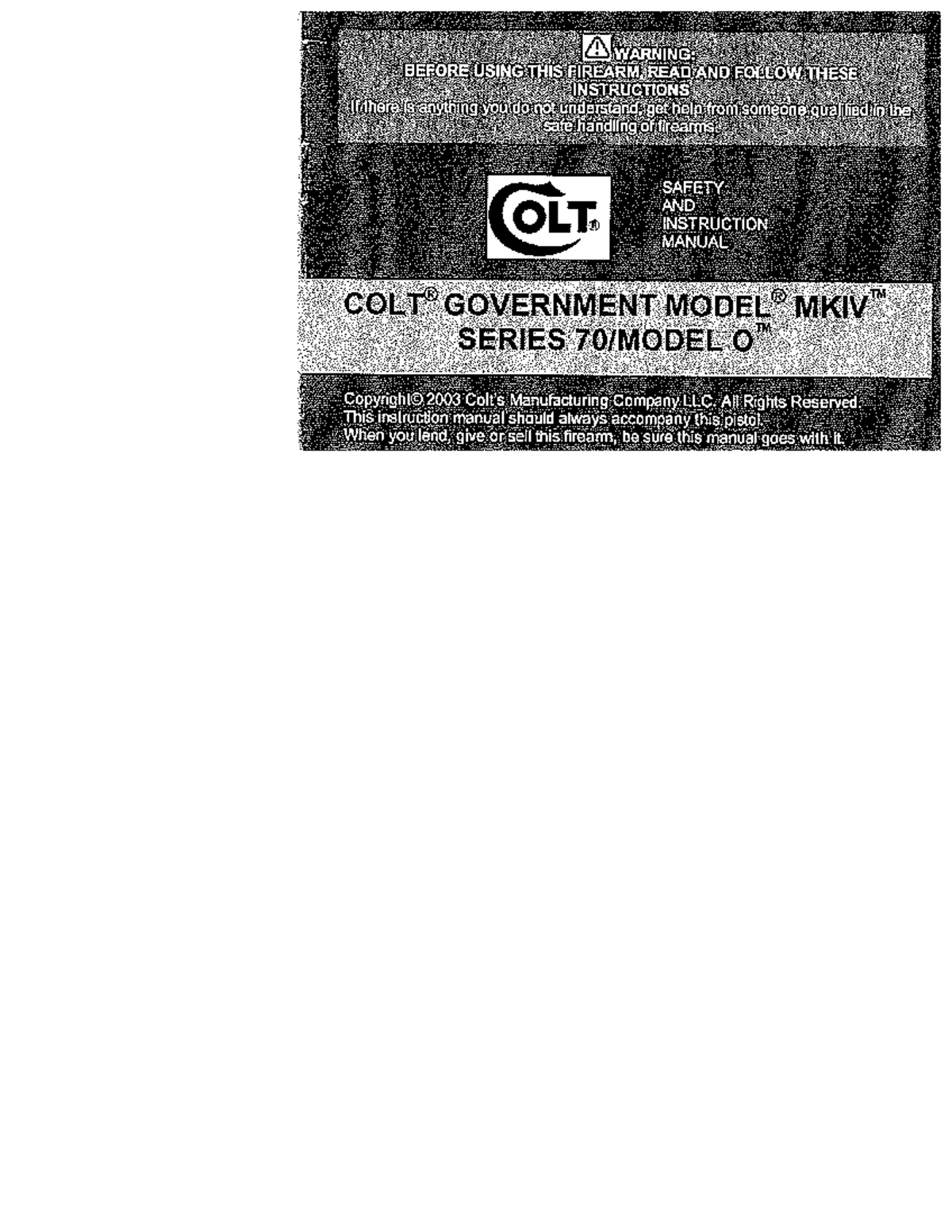 Governmentmodelmkivseries 70modelo - ! WARNING: BEFORE USING THIS ...