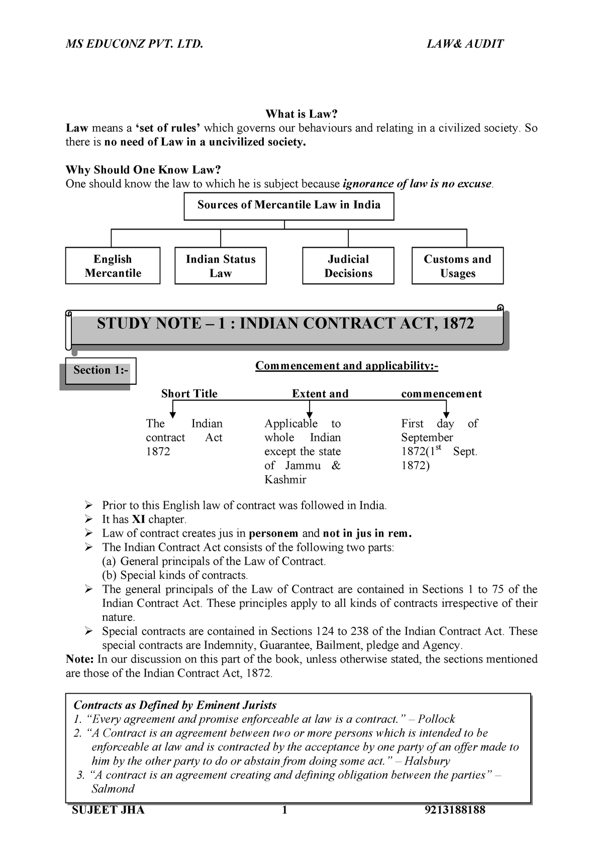 contract-1-lecture-notes-1-what-is-law-law-means-a-set-of-rules