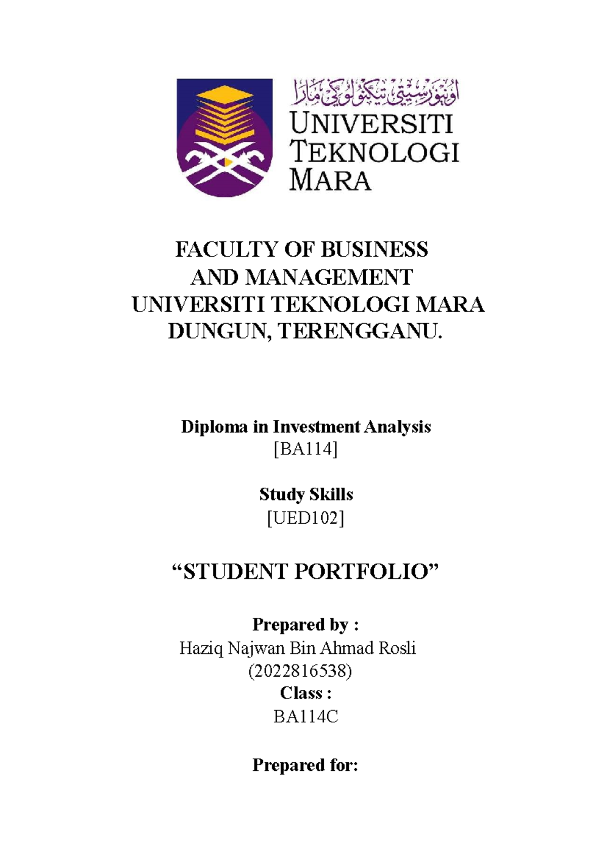 E Portfolio UED102 - Res - FACULTY OF BUSINESS AND MANAGEMENT ...