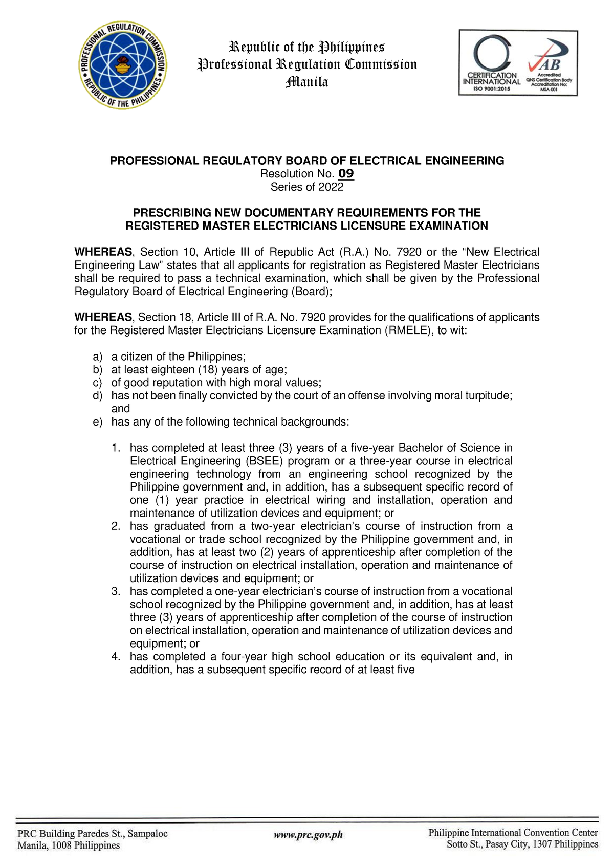 2022-09 Published IIEE Memo - Republic Of The Philippines Professional ...