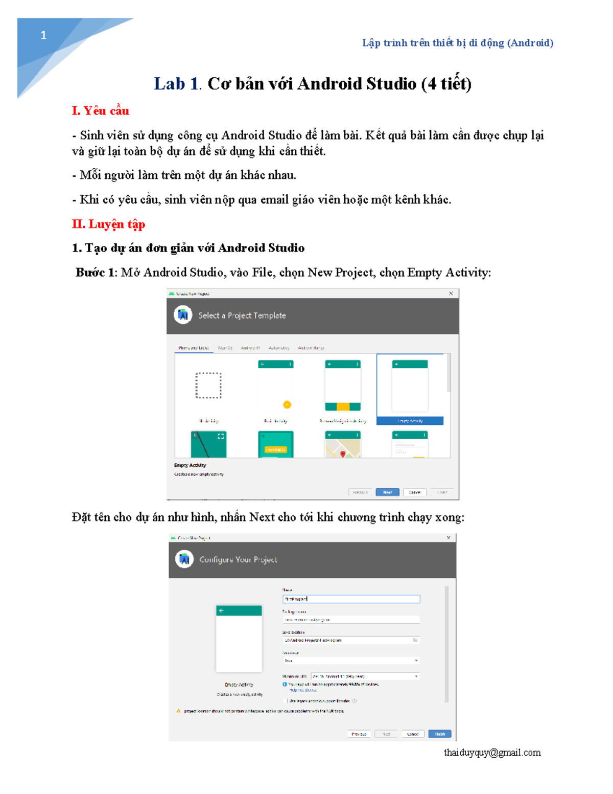 Lab 1 - Start basic android - Lập trình trên thiết bị di động (Android ...