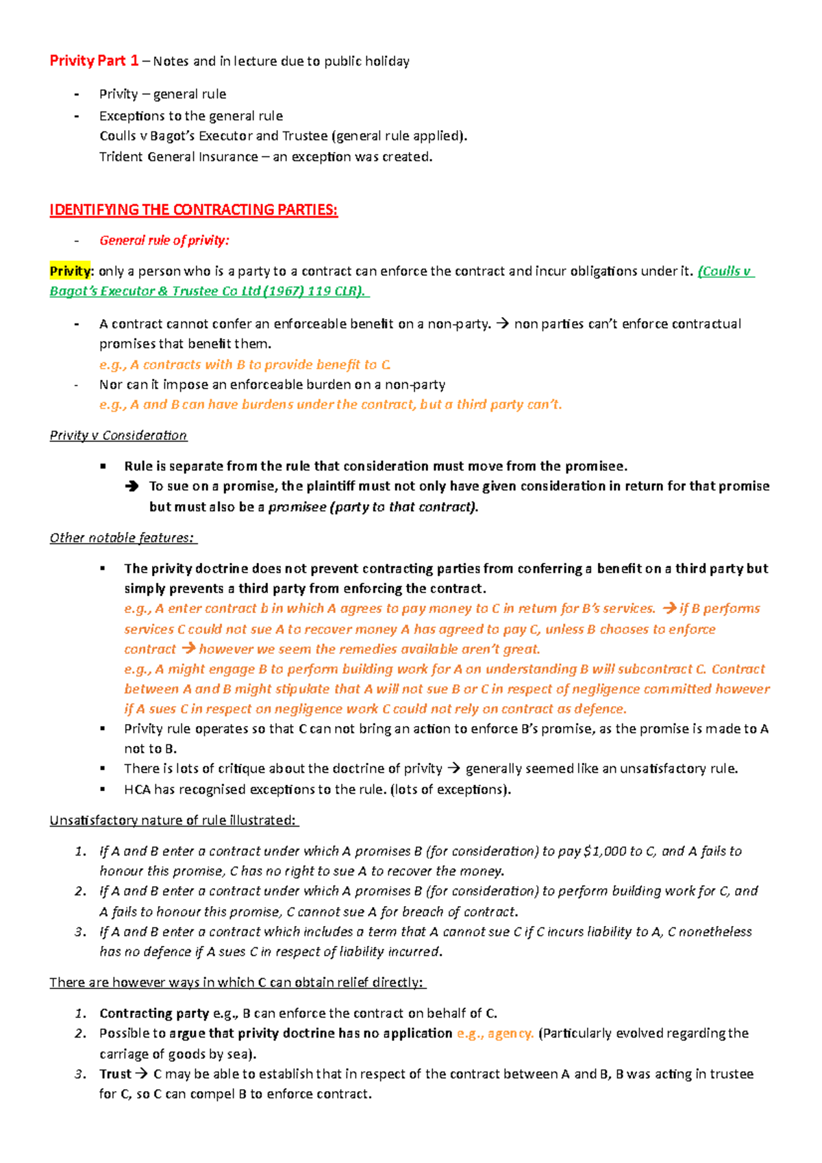 Privity Part 1 - Trident General Insurance – an exception was created ...