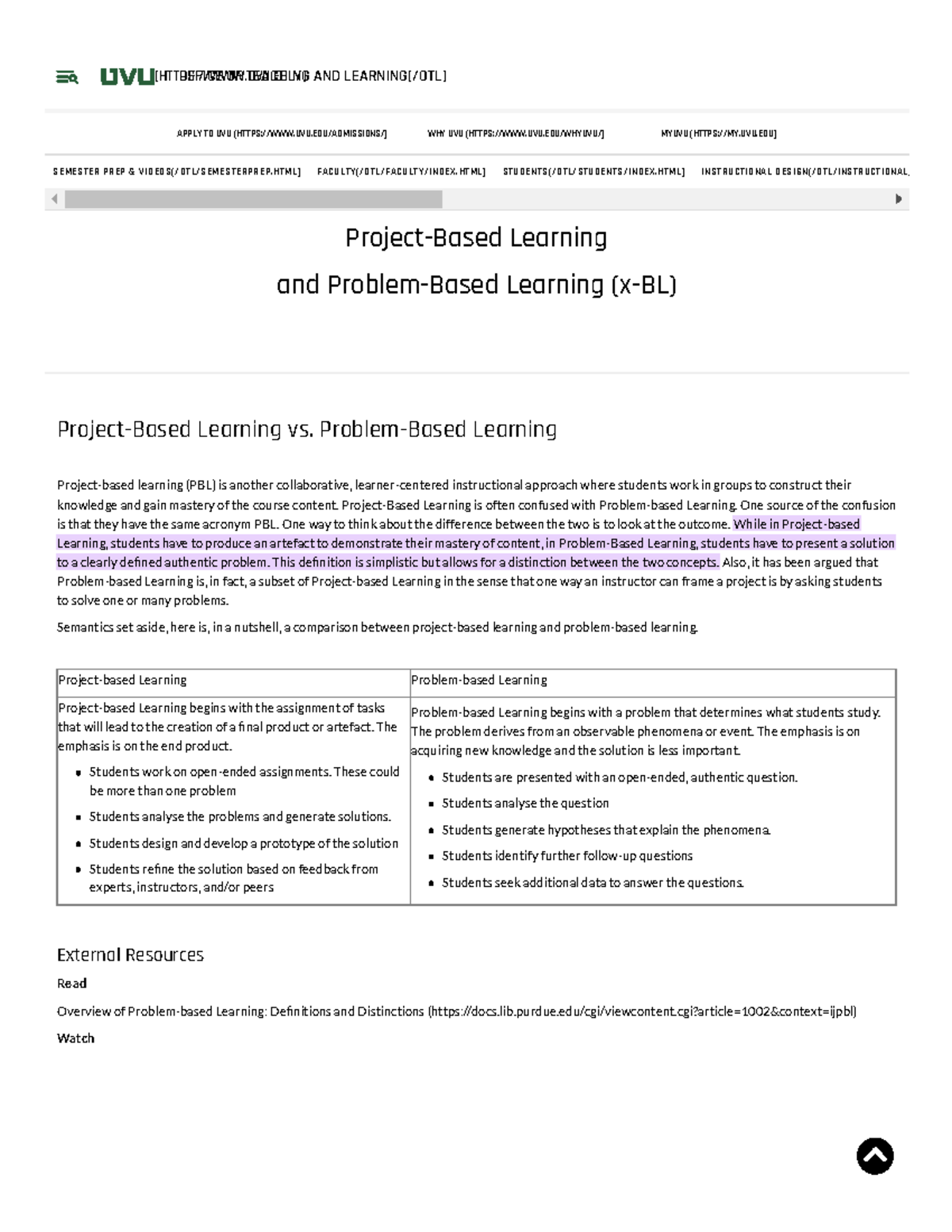 Project-Based Learning and Problem-Based Learning (x-BL) Office of ...