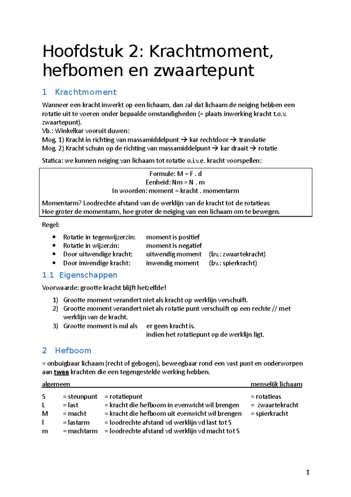 Hoofdstuk 2 Krachtmoment, Hefbomen En Zwaartepunt - Hoofdstuk 2 ...