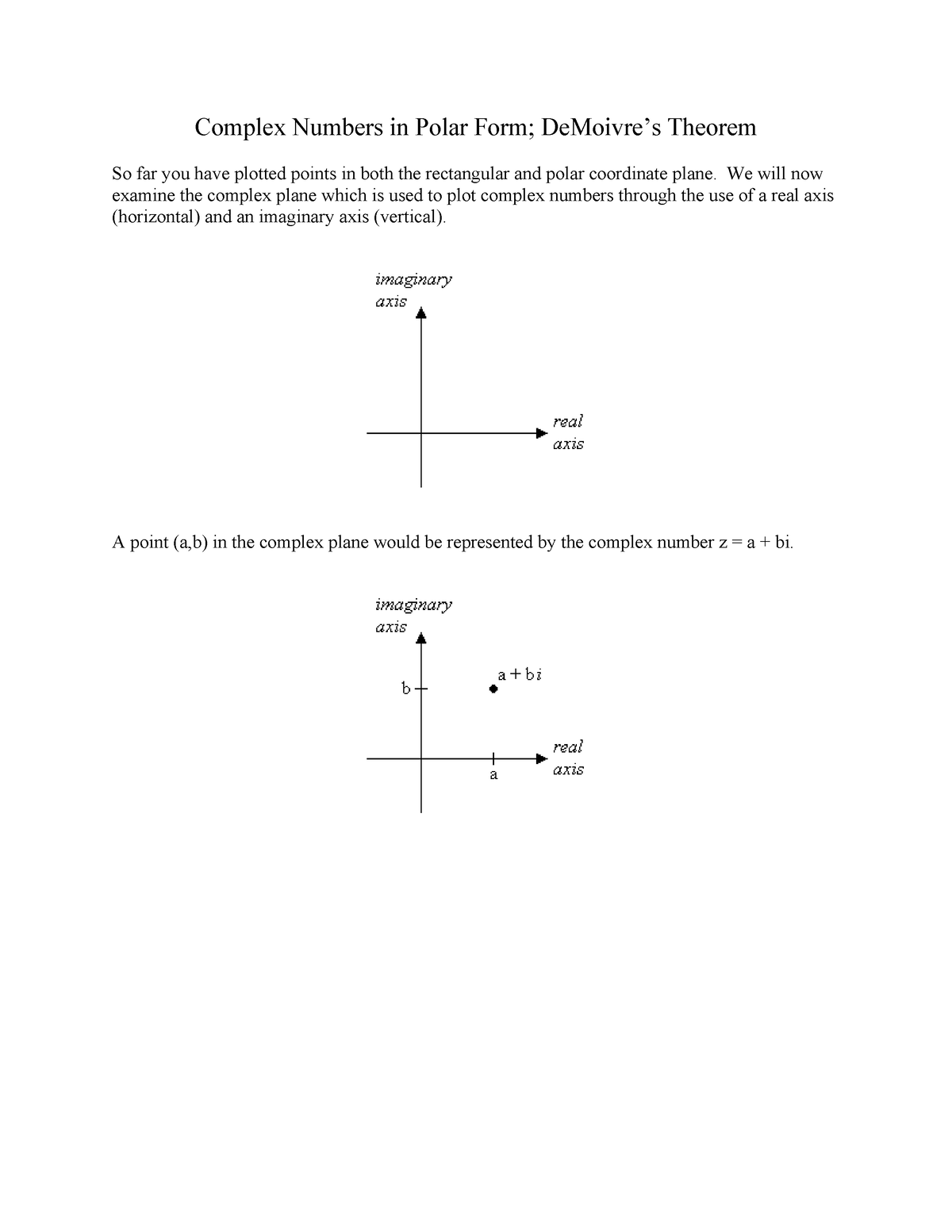 Math2412 Complex Numbers Polar Form Complex Numbers In Polar Form Demoivres Theorem So Far 5197