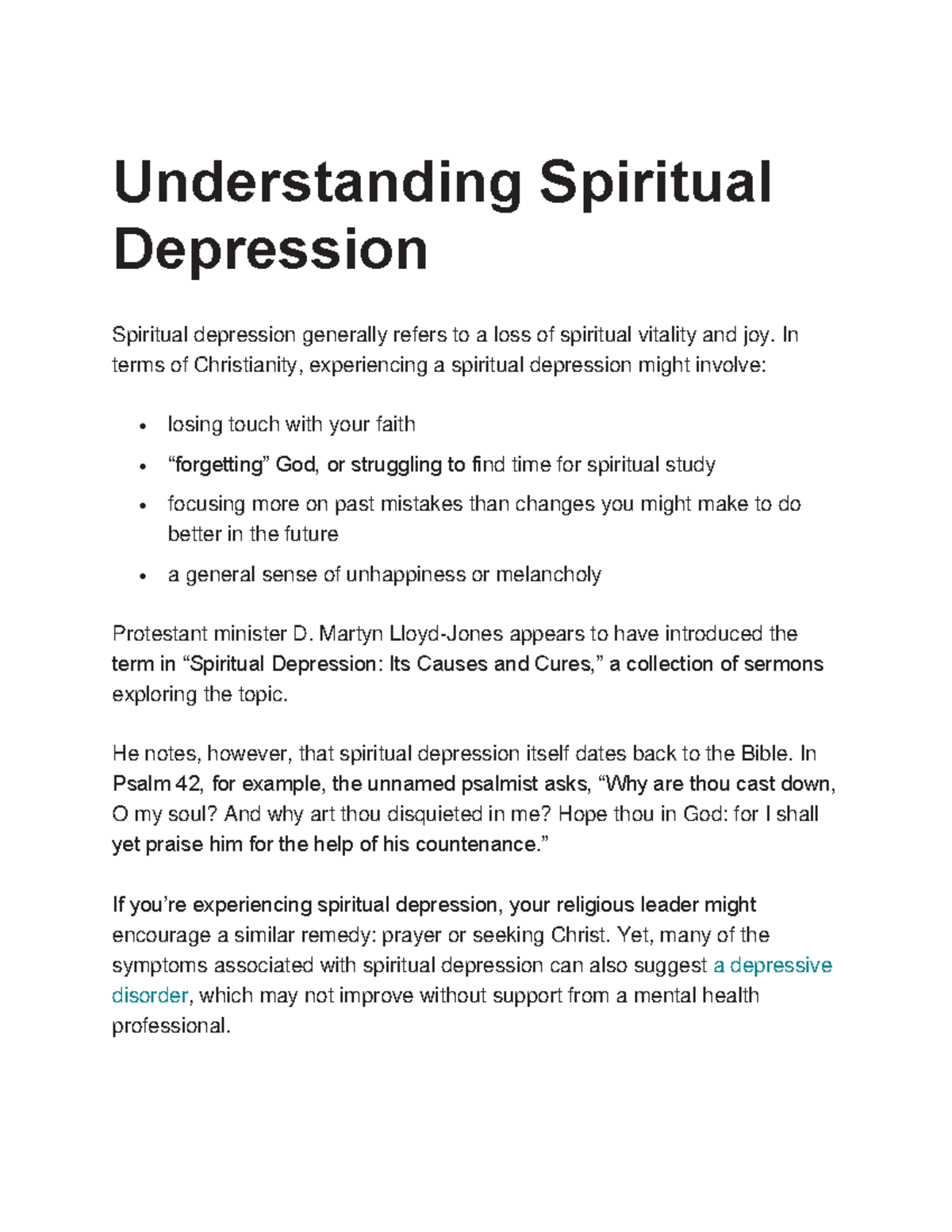 Spiritual Depression Signs, Causes, Coping, and Treatment ...