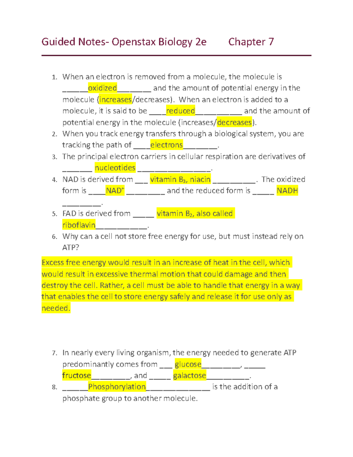 Guided Notes-Open Stax Biology 2e Ch7 - Guided Notes- Openstax Biology ...