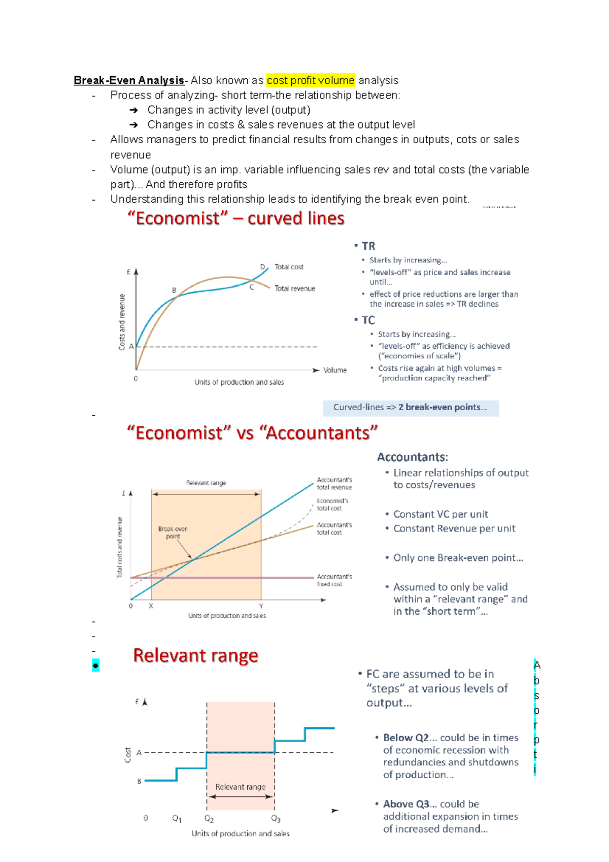 Break-Even Analysis - Lecture Notes 3 - Break-Even Analysis - Also ...