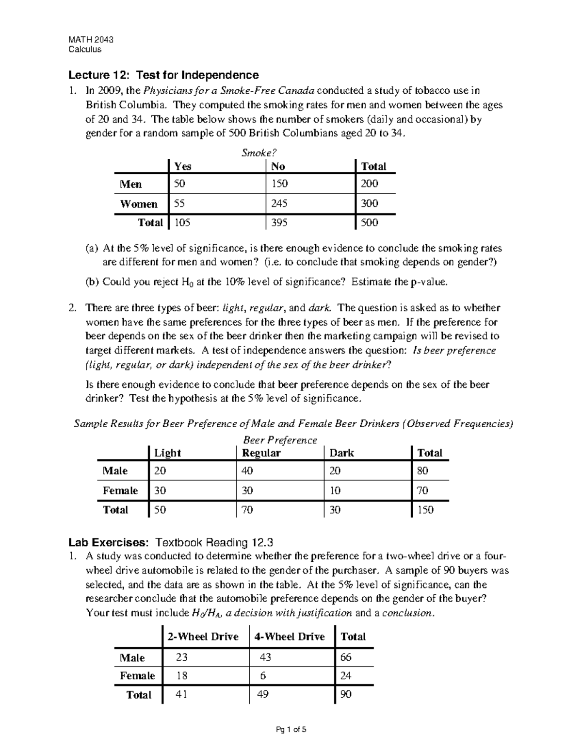 Lecture 12-2043 - MATH 2043 - BCIT - Studocu