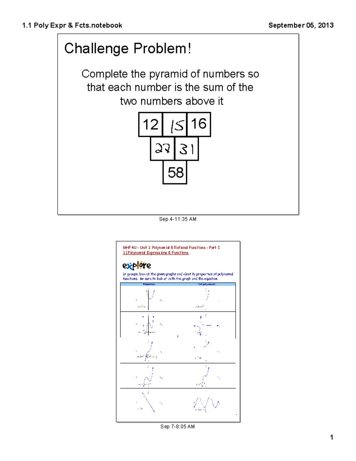 MHF4U1 high school math Sep 41135 AM Challenge Problem! Complete