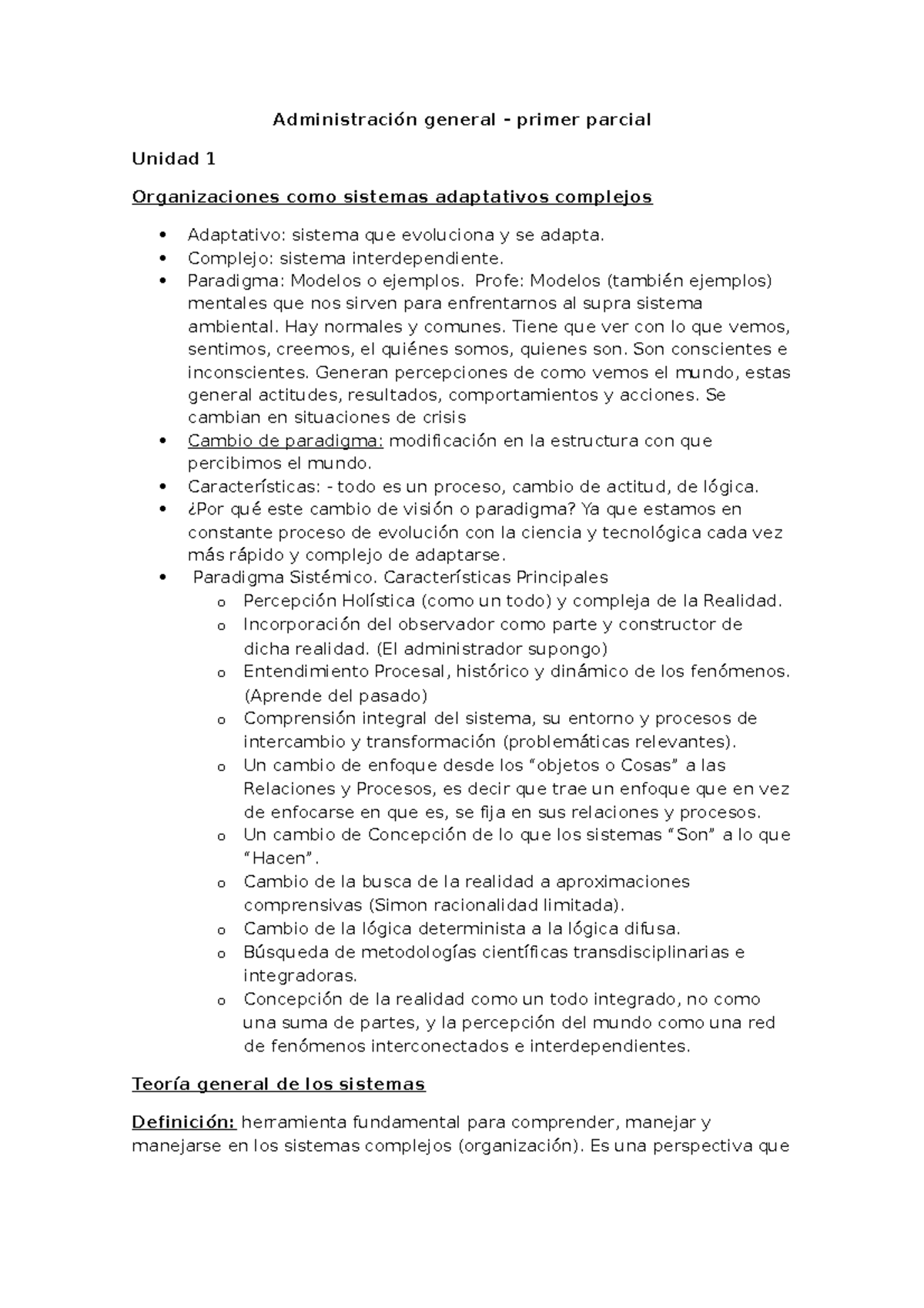 Administración general Primer parcial Administración general primer