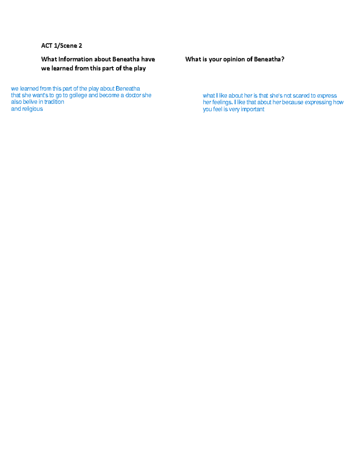 Raisin in The Sun Act 1Scene 2 DEJ 1 1 Maine Dental ACT 1/Scene 2
