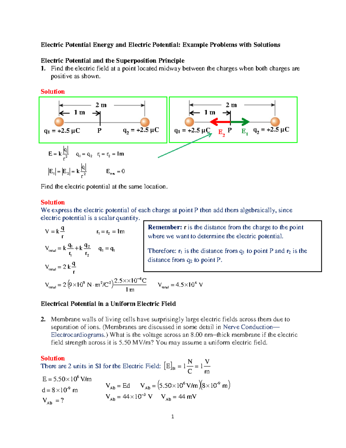 sample problem solving for potential energy