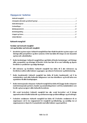 Ledelse Pugge - OPPGAVER LEDELSE KULTURELT MANGFOLD FORDELER VED ...