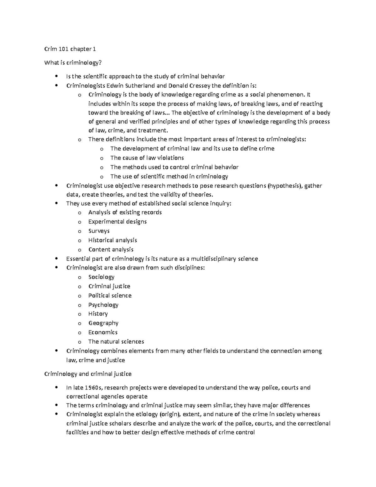 Crim 101 Chp 1 - Crim - Crim 101 Chapter 1 What Is Criminology? Is The ...