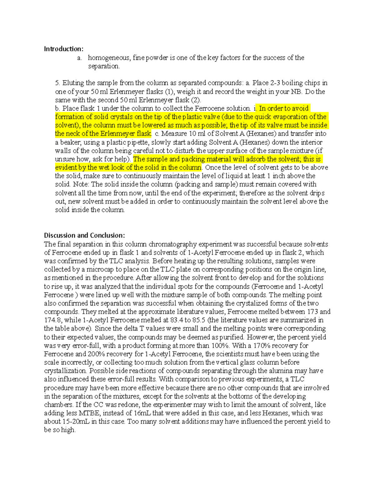 CC prelab orgo 1 - Student written pre lab notes. - Introduction: a ...