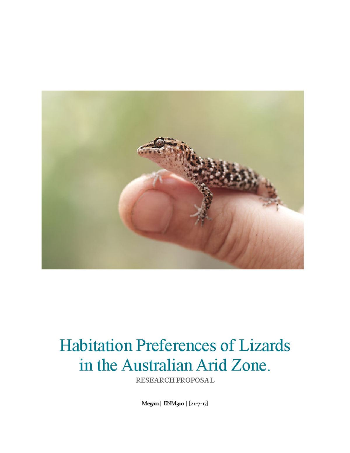 Done 2 Assignment Megan ENM310 [21717] Habitation Preferences