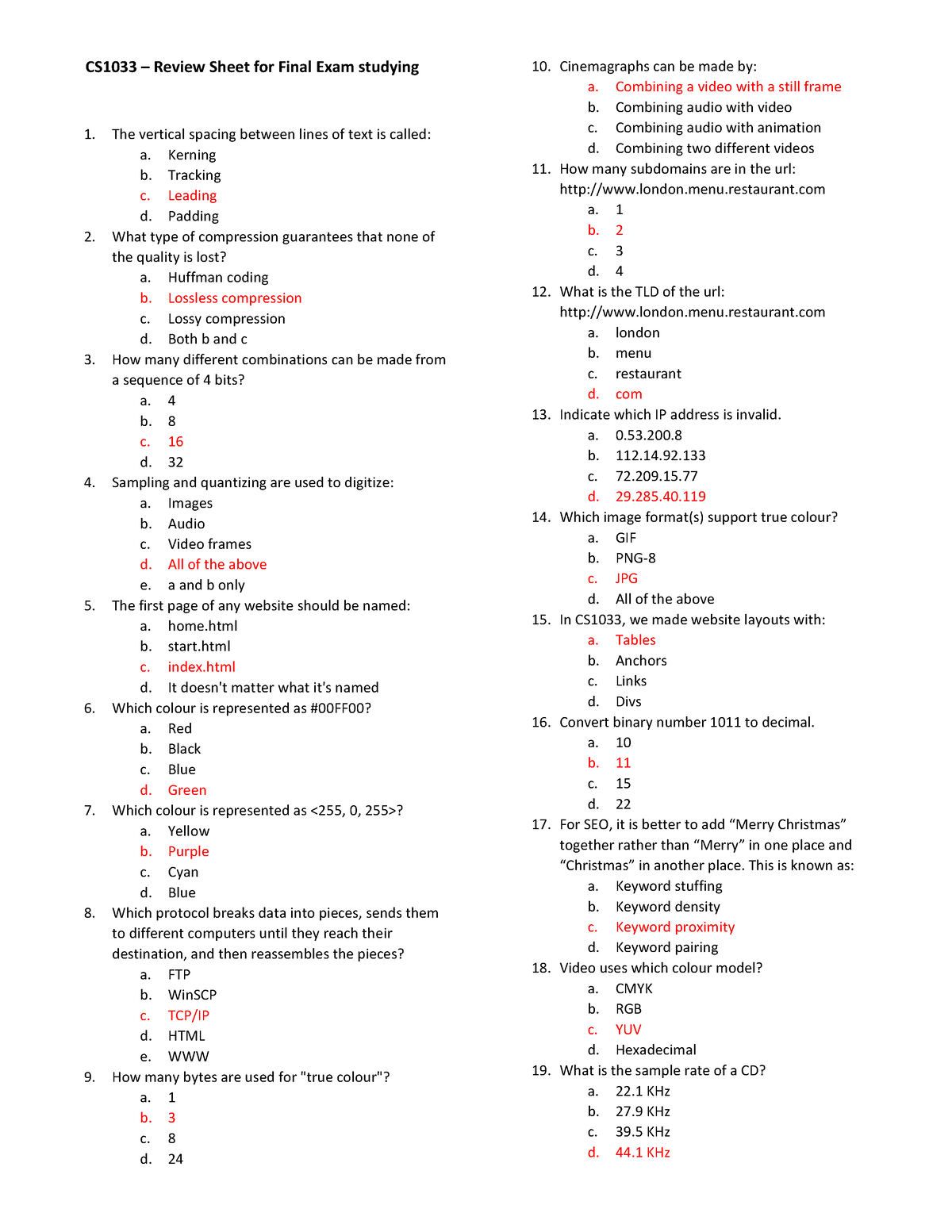 final-exam-topics-list