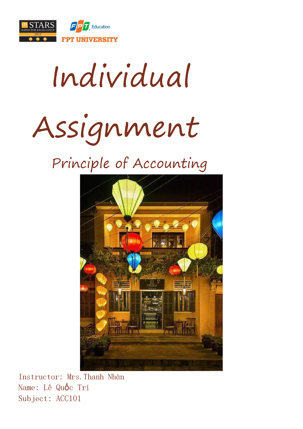 33 ACC101 Trilqss 181486da - Individual Assignment Principle Of ...