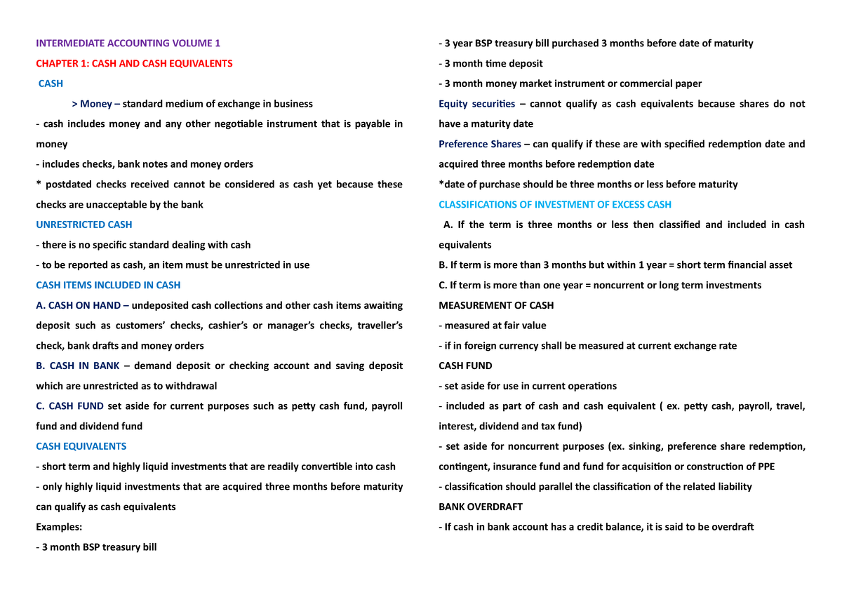 Intermediate Accounting Notes - INTERMEDIATE ACCOUNTING VOLUME 1 ...