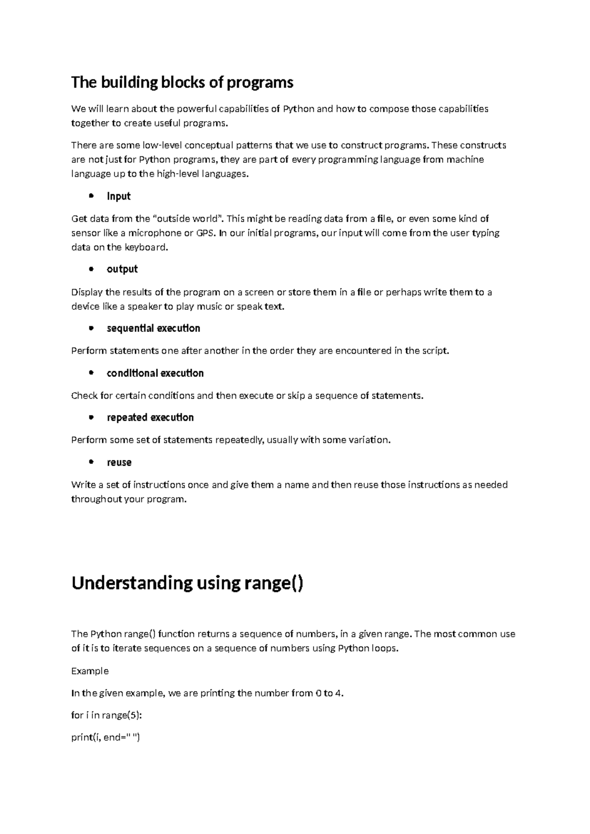 The building blocks of programs - There are some low-level conceptual ...