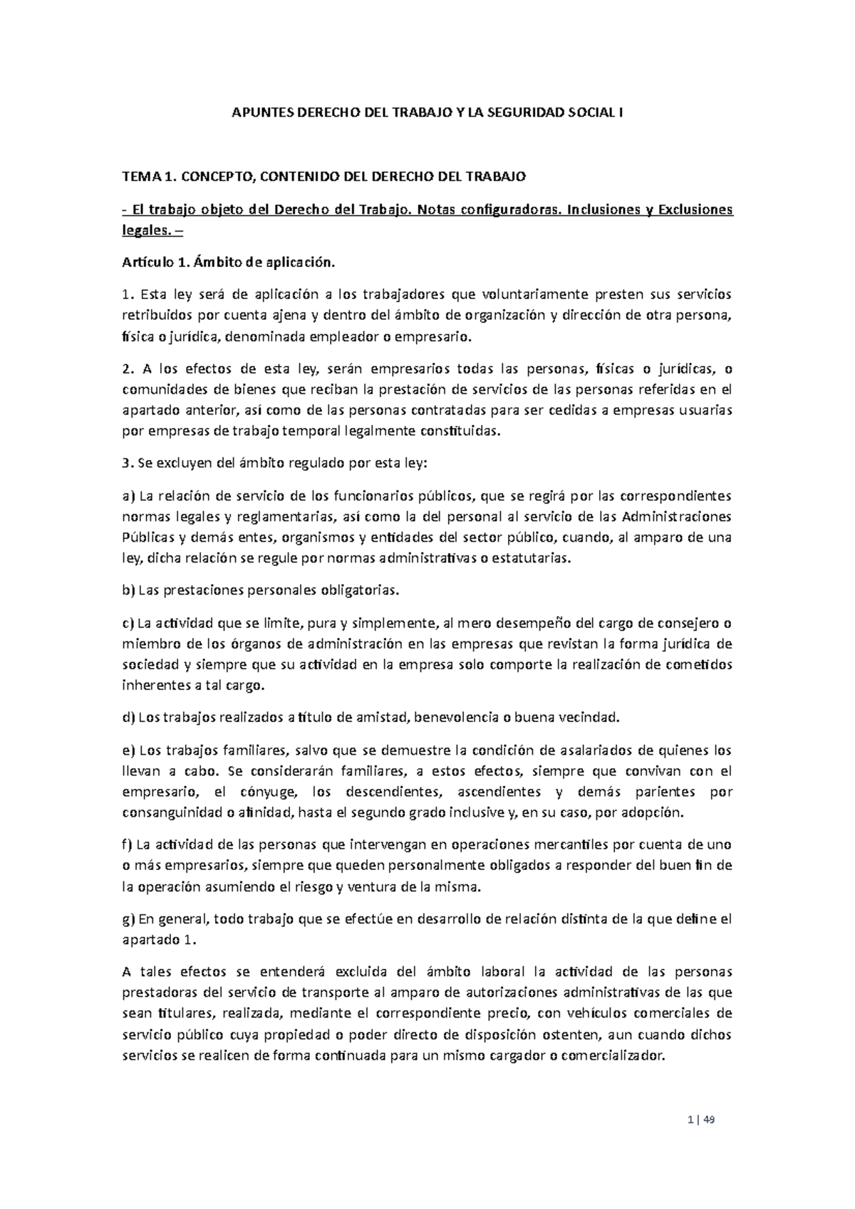 Apuntes Derecho DEL Trabajo Y LA Seguridad Social I - APUNTES DERECHO ...