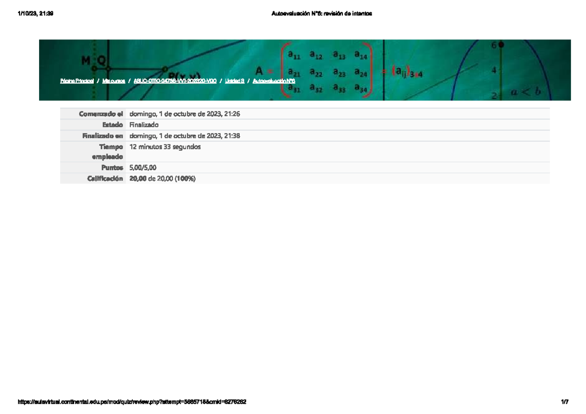 Unidad 3 - Autoevaluación N°6 - fundamentos del cálculo - Studocu