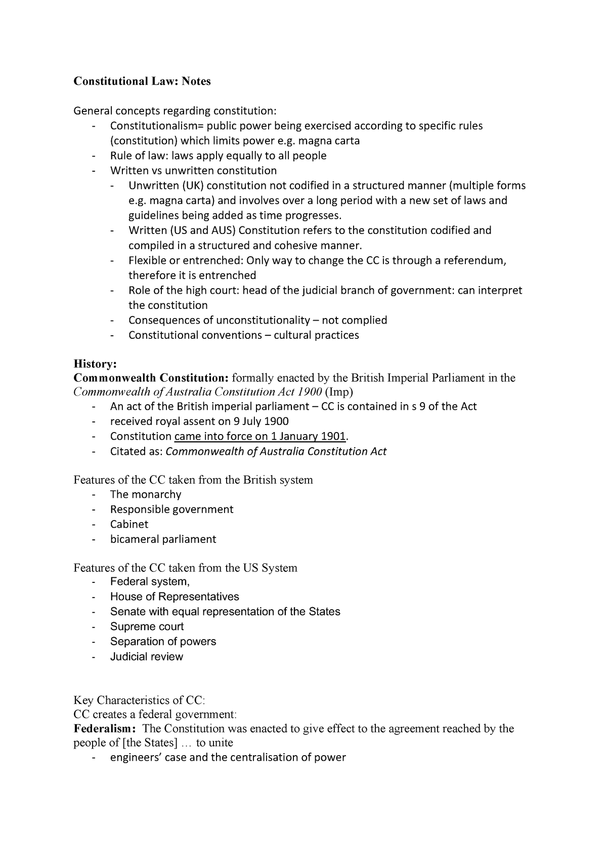 Constitutional Law - Notes - Constitutional Law: Notes General Concepts ...