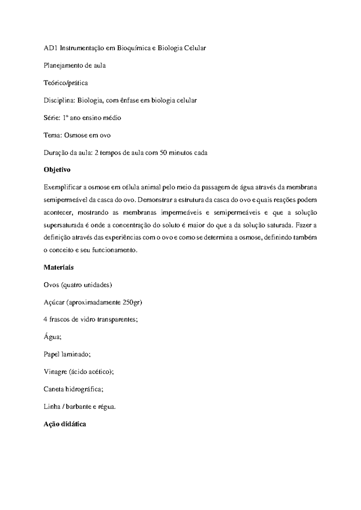 AD1 IBBC - Aula Prática de Instrumentação em Bioquímica e Biologia ...