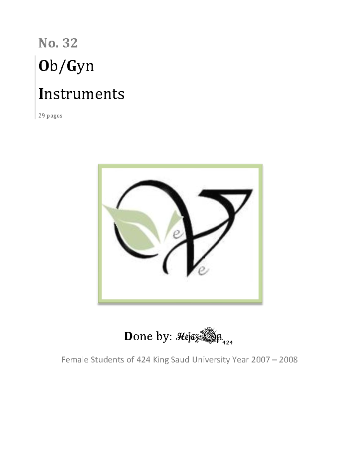 Obgyn-Instruments - ................................. - No. 32 O b/ G ...
