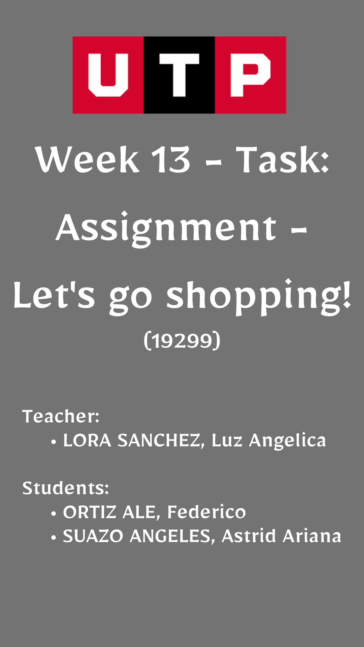 assignment let's go shopping