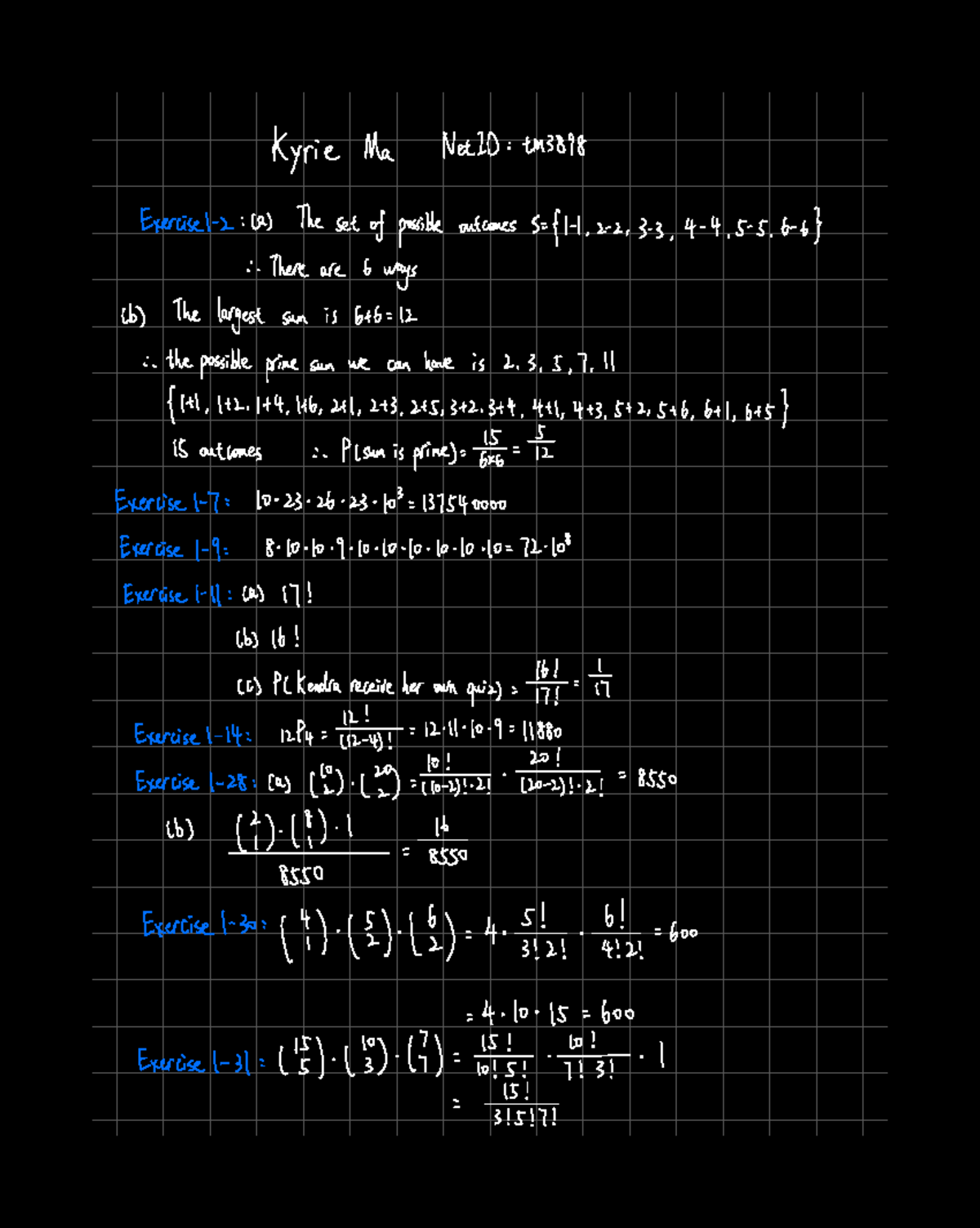 Probability & Statistics Problem Set 1 - Kyrie Ma Need tm 3898 Exercise ...