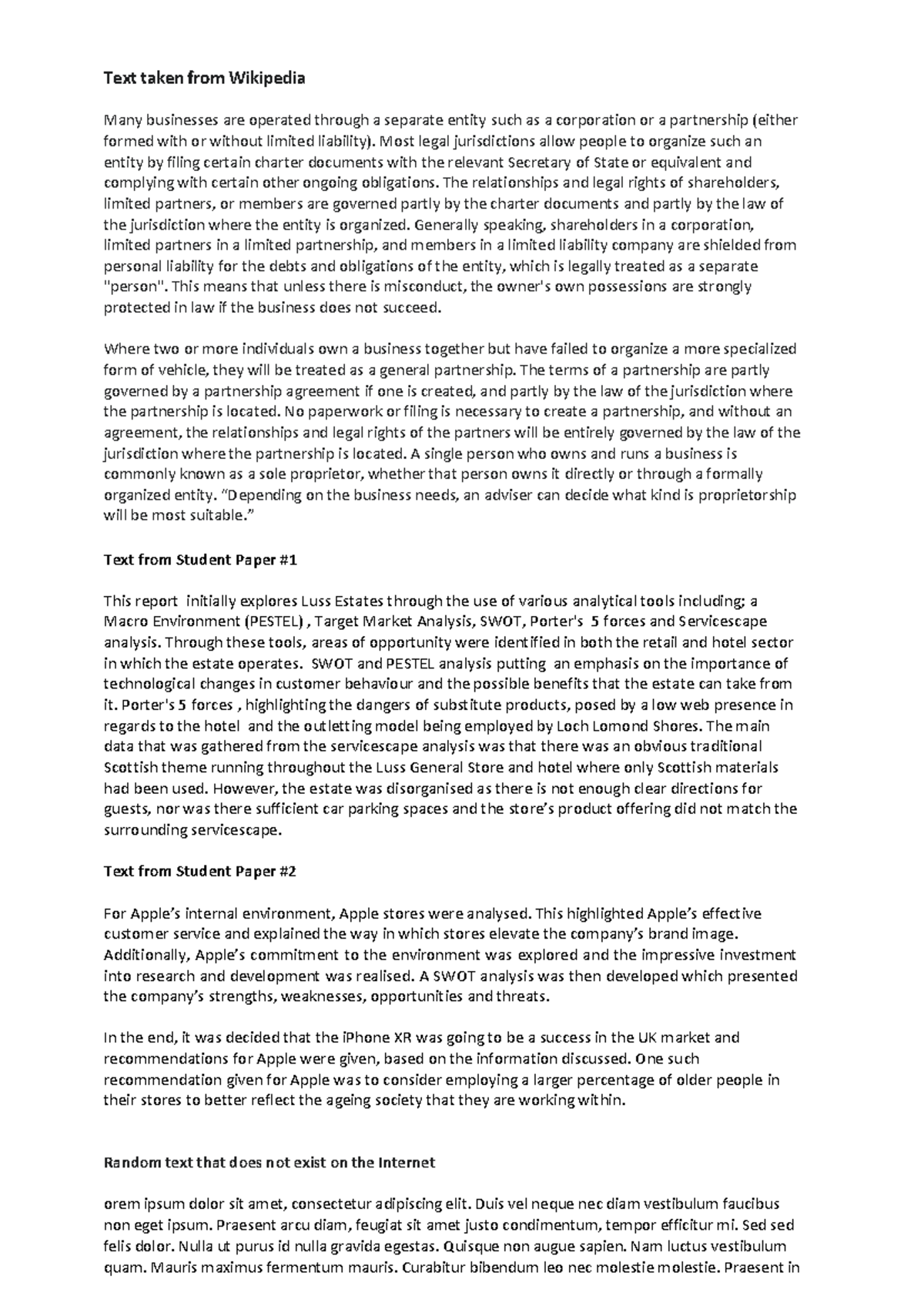 Dummy Assignment File 2022 Text taken from Wikipedia Many businesses