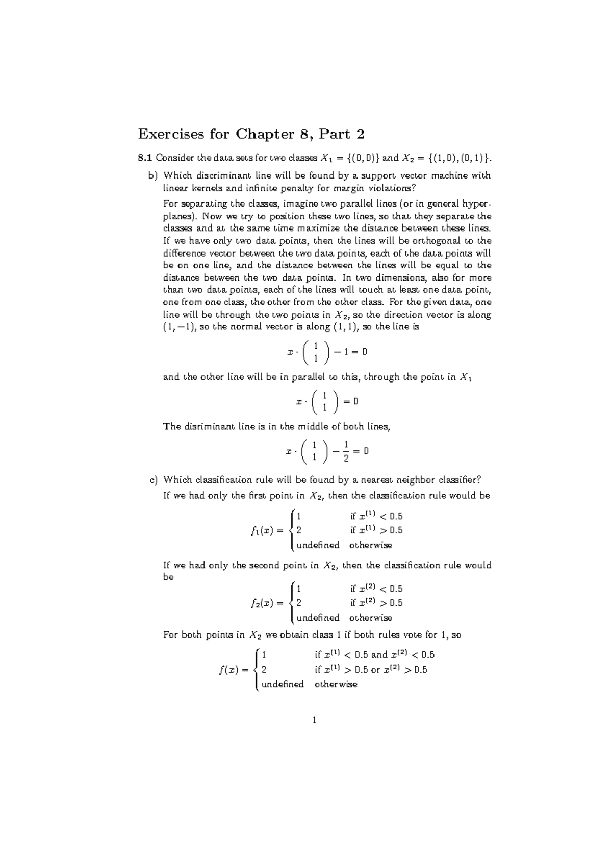 Exercises Long 8b - Data Mining - Exercises For Chapter 8, Part 2 8 The ...