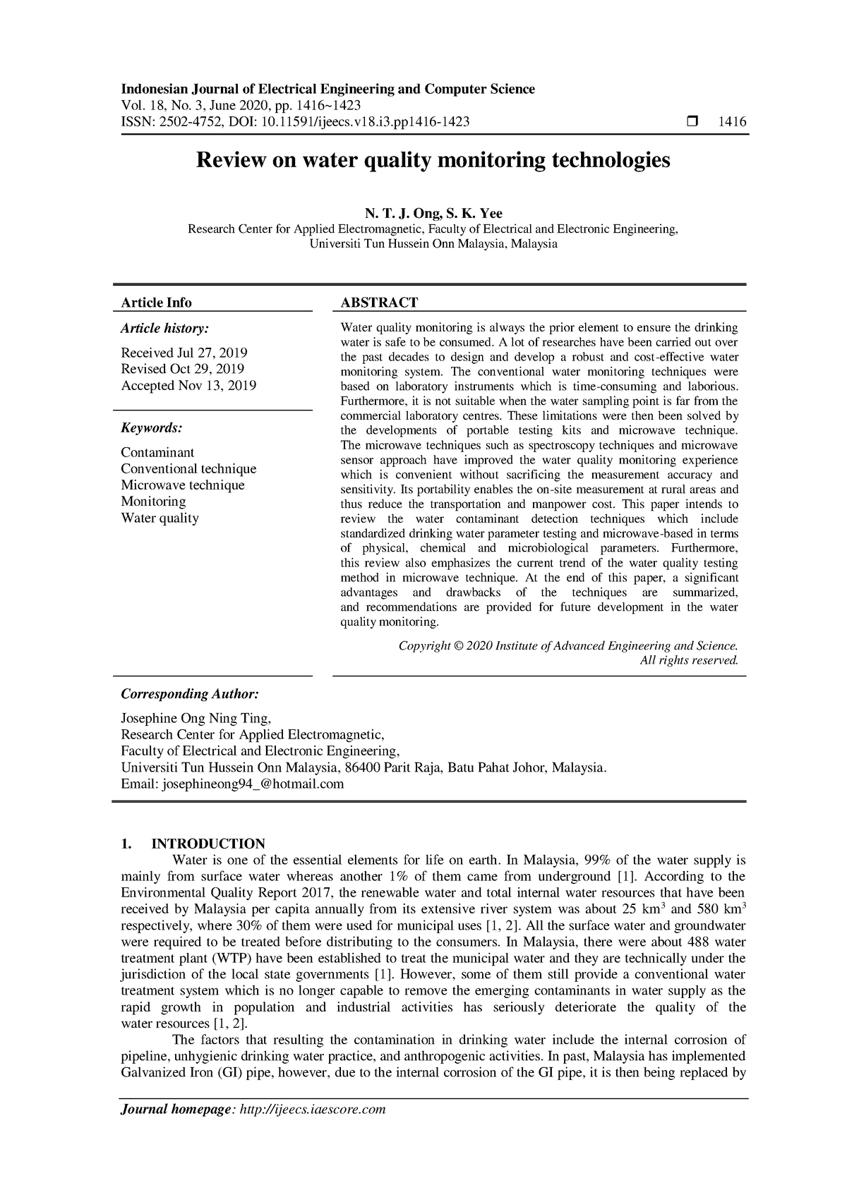 water quality monitoring thesis