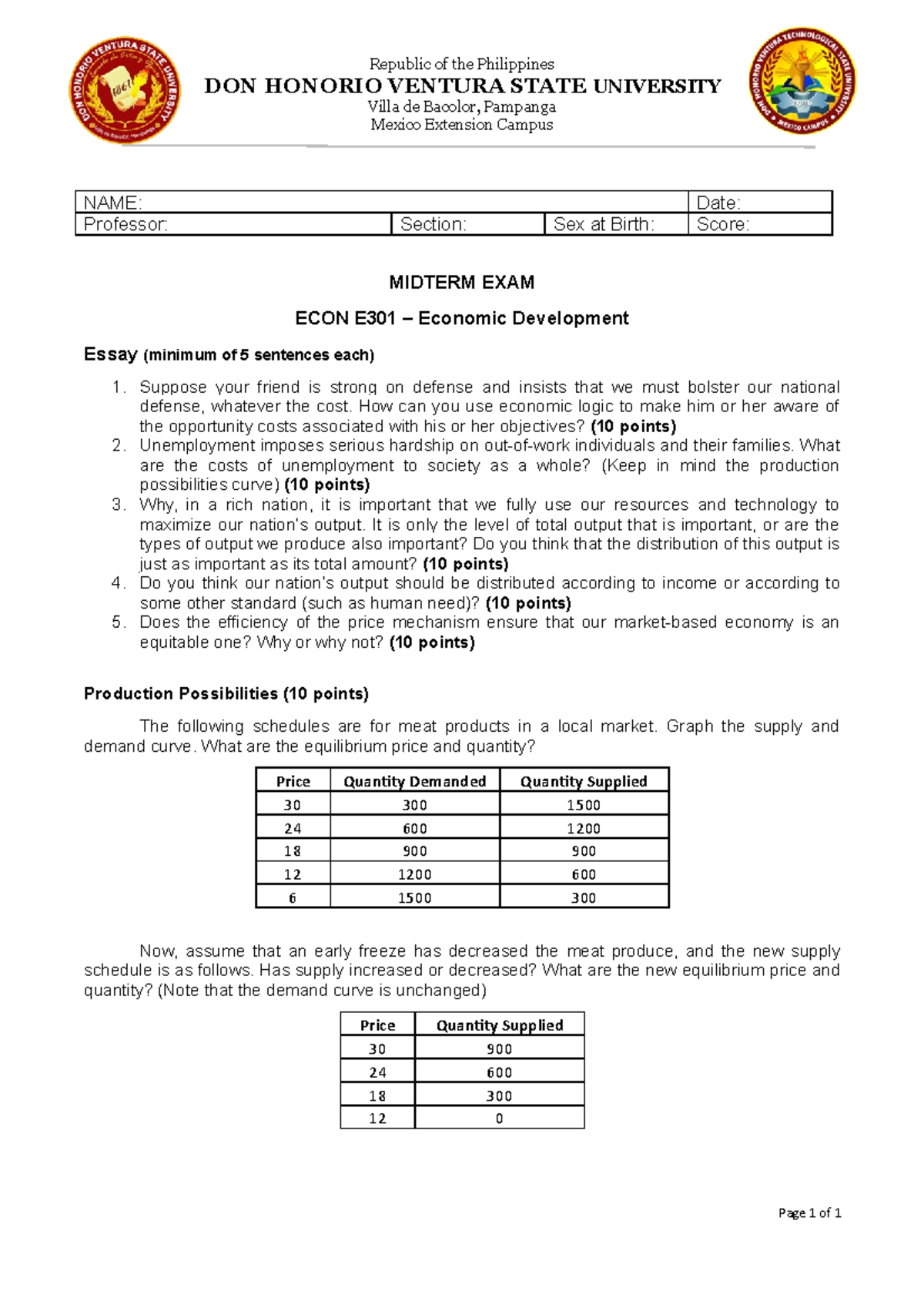 Midterm Exam Econe 301 - the system of recording and summarizing ...