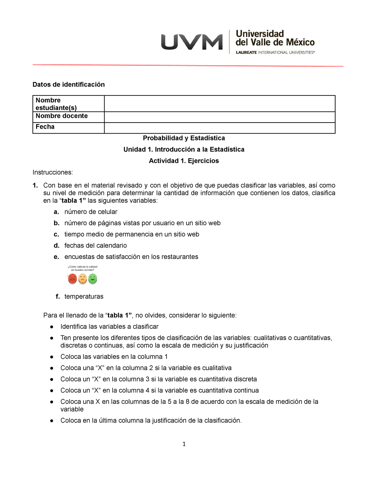 U1 Act 1 - Actividad 1 Probabilidad Y Estadística - Datos De ...