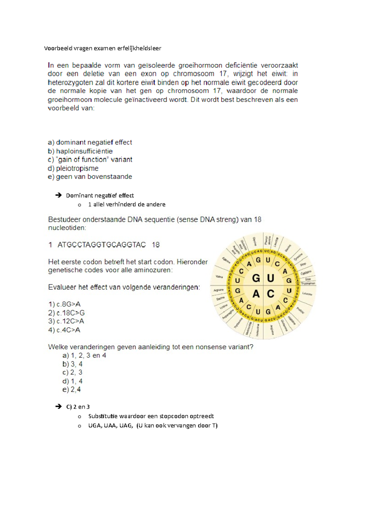 Voorbeeldvragen Examen Erfelijkheidsleer - Voorbeeld Vragen Examen ...