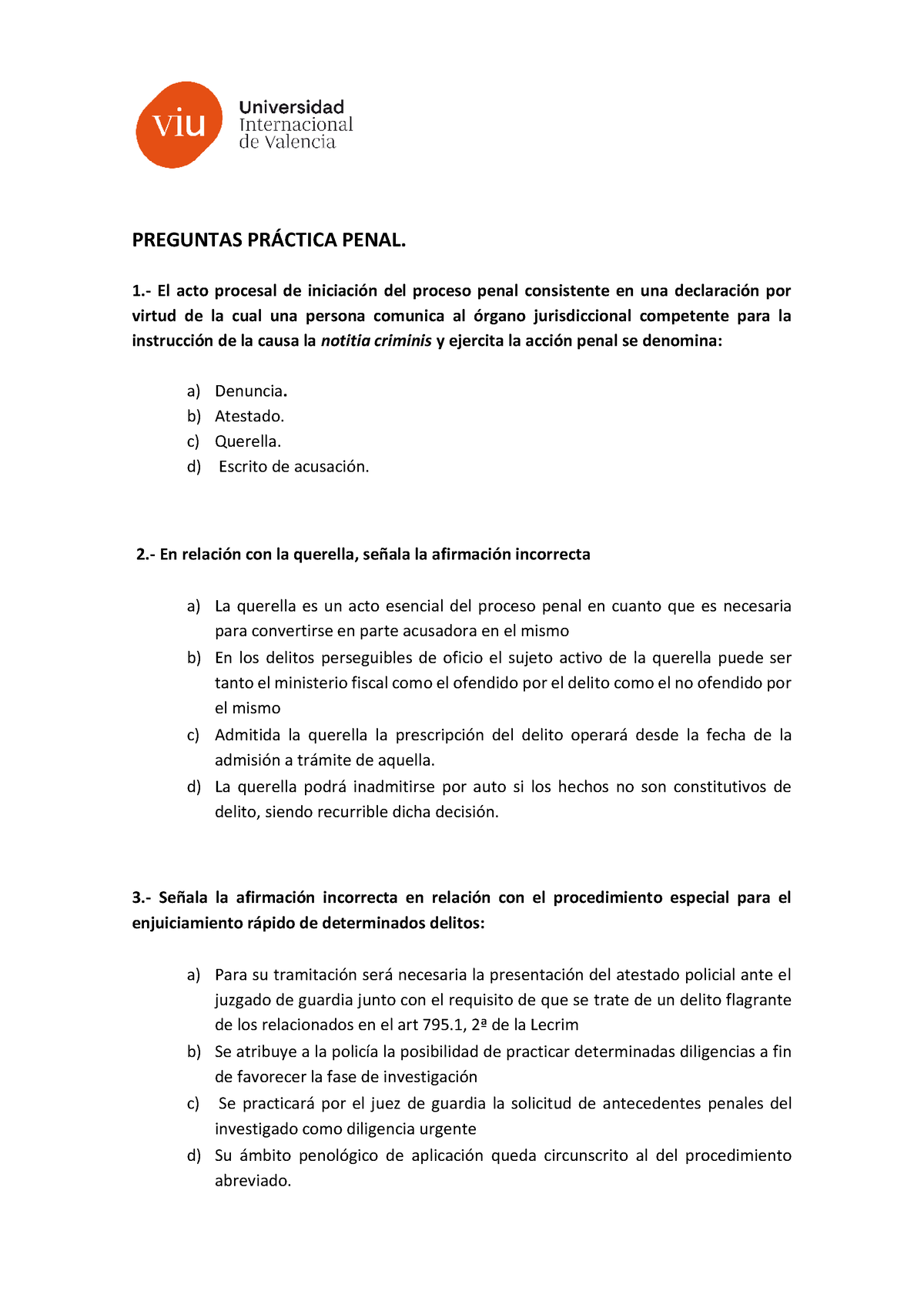 Preguntas PRÁ Ctica Penal - PREGUNTAS PR¡CTICA PENAL. 1.- El Acto ...