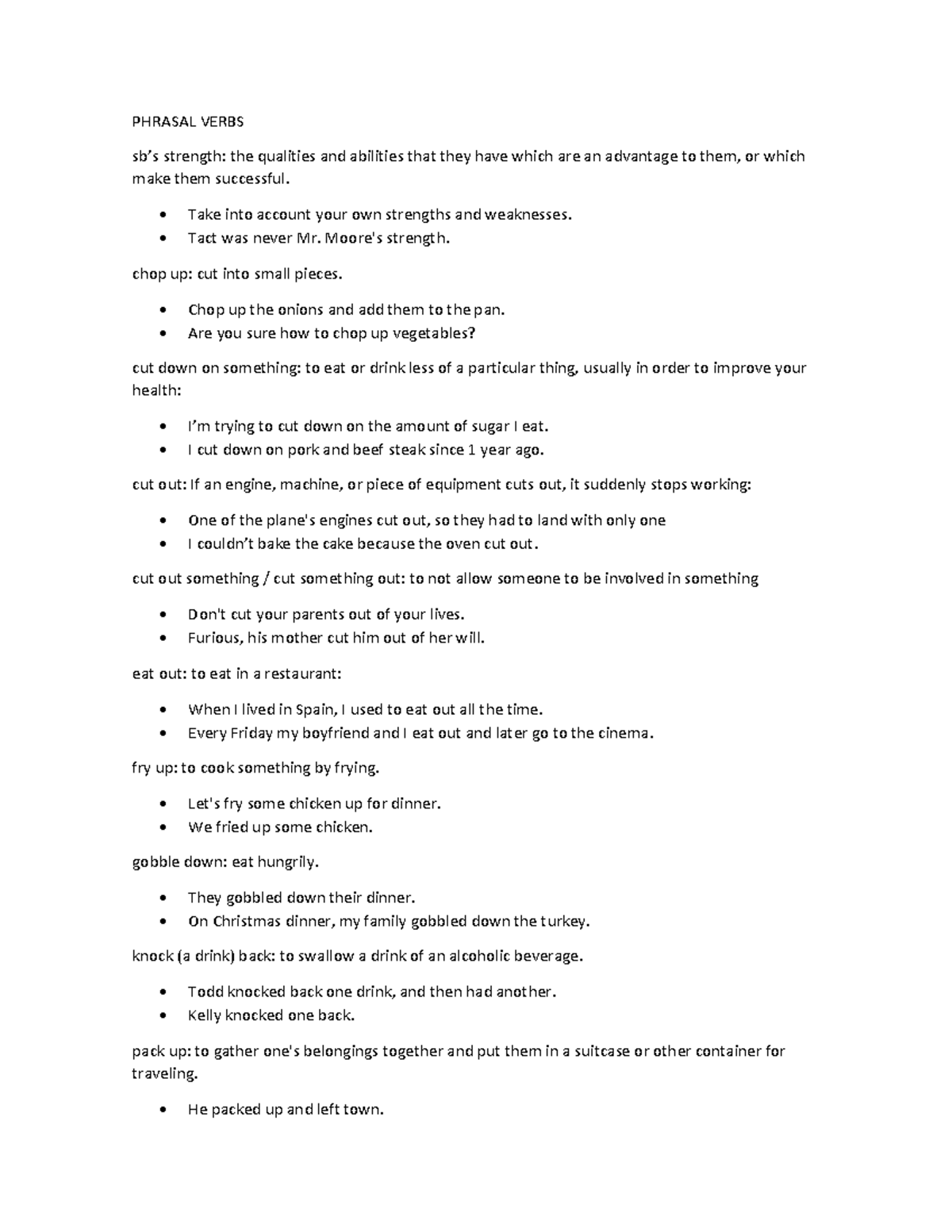 Phrasal Verbs level 7 - PHRASAL VERBS sb’s strength: the qualities and ...