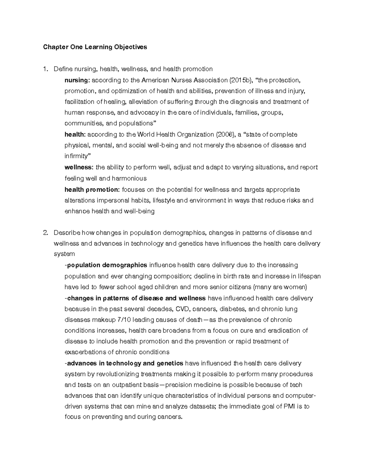 Exam One Learning Objectives - Chapter One Learning Objectives Define ...