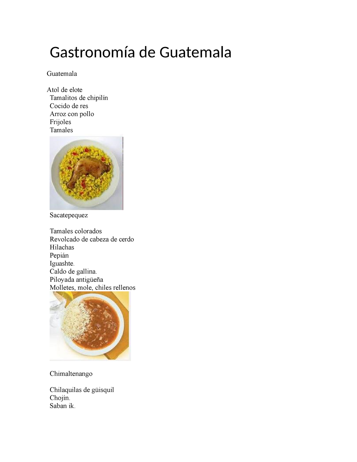 Pdfcoffee - DOCUMENTO - Gastronomía de Guatemala Guatemala Atol de elote  Tamalitos de chipilín - Studocu