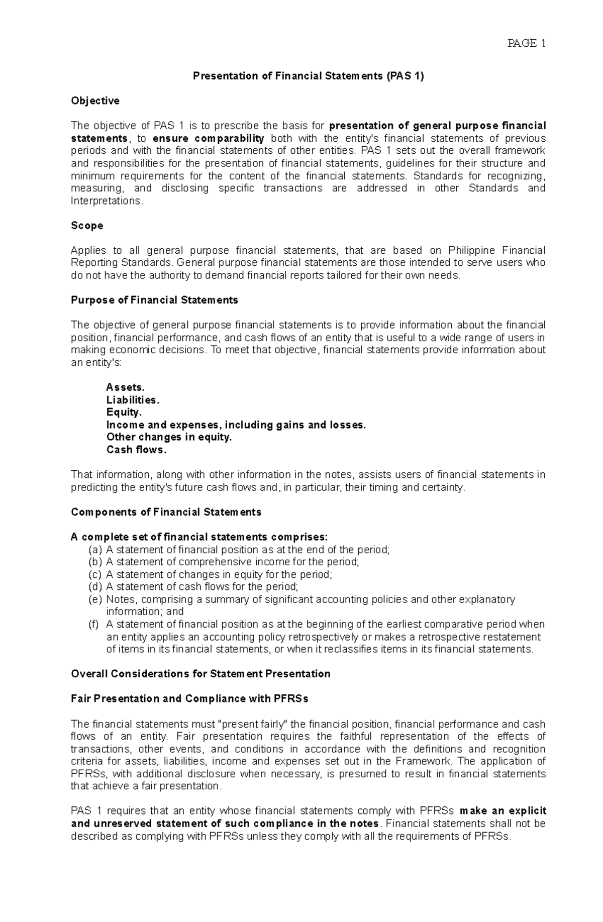 presentation of financial statements reviewer