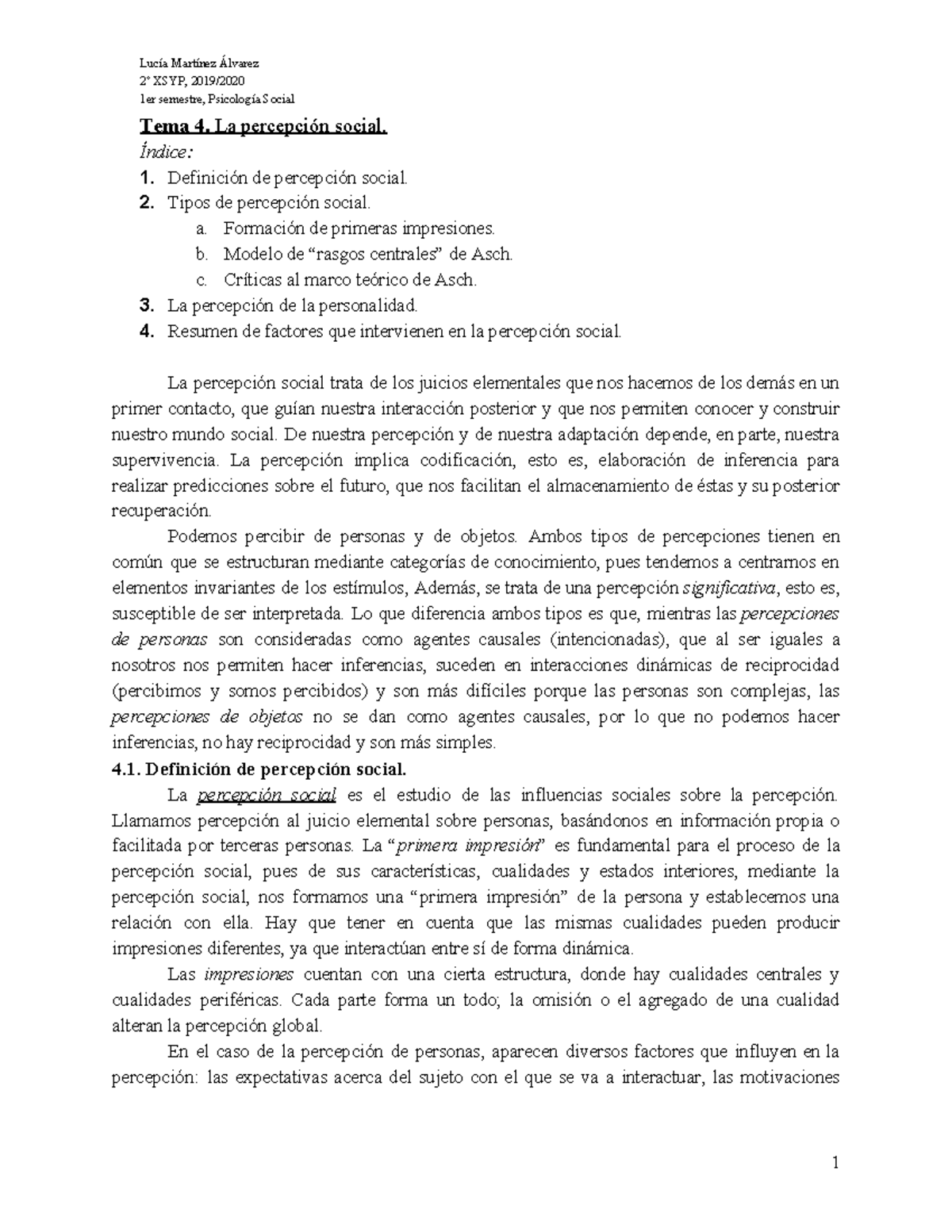 Primeras impresiones definicion